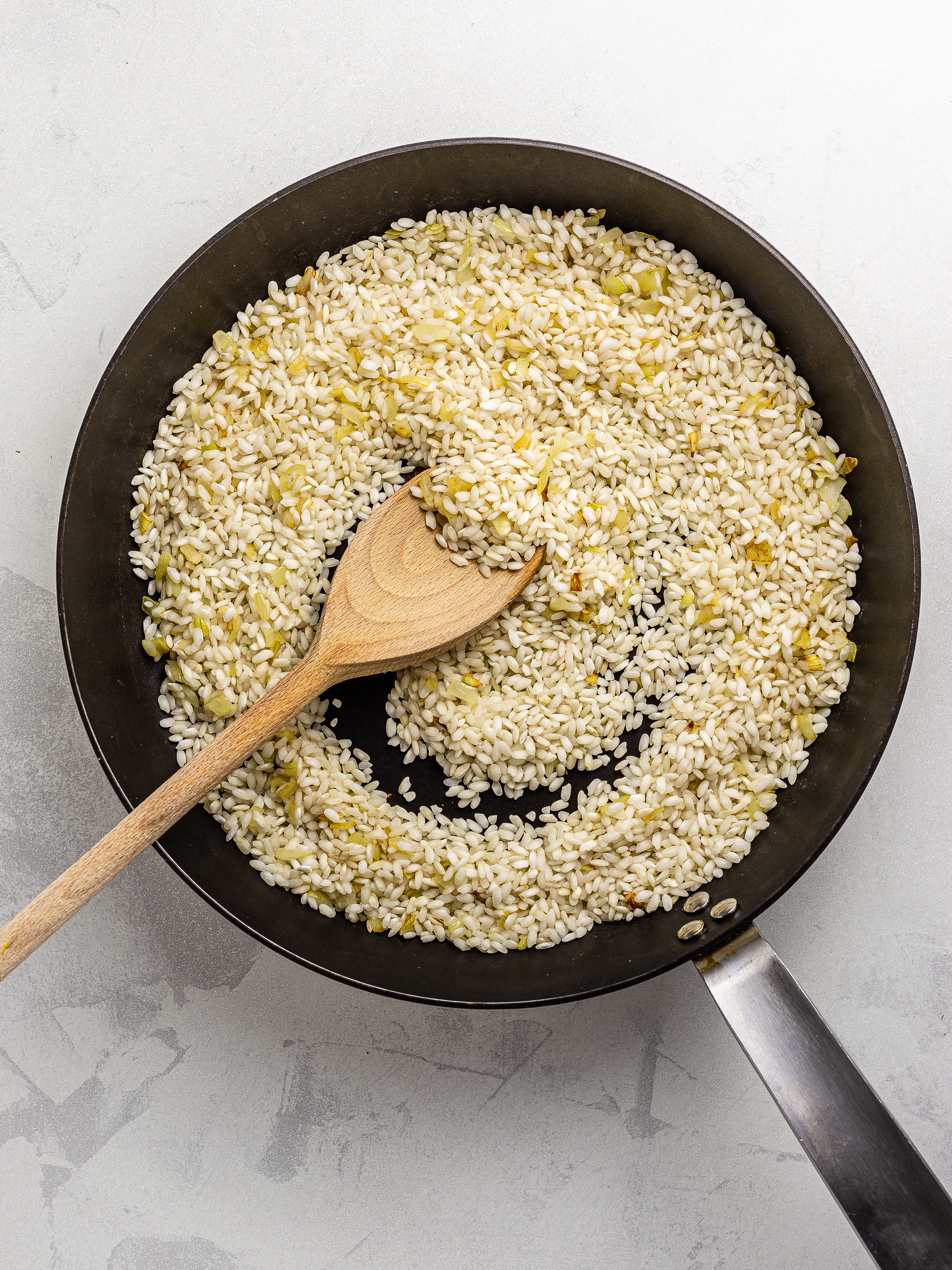 dry toasted arborio rice for risotto