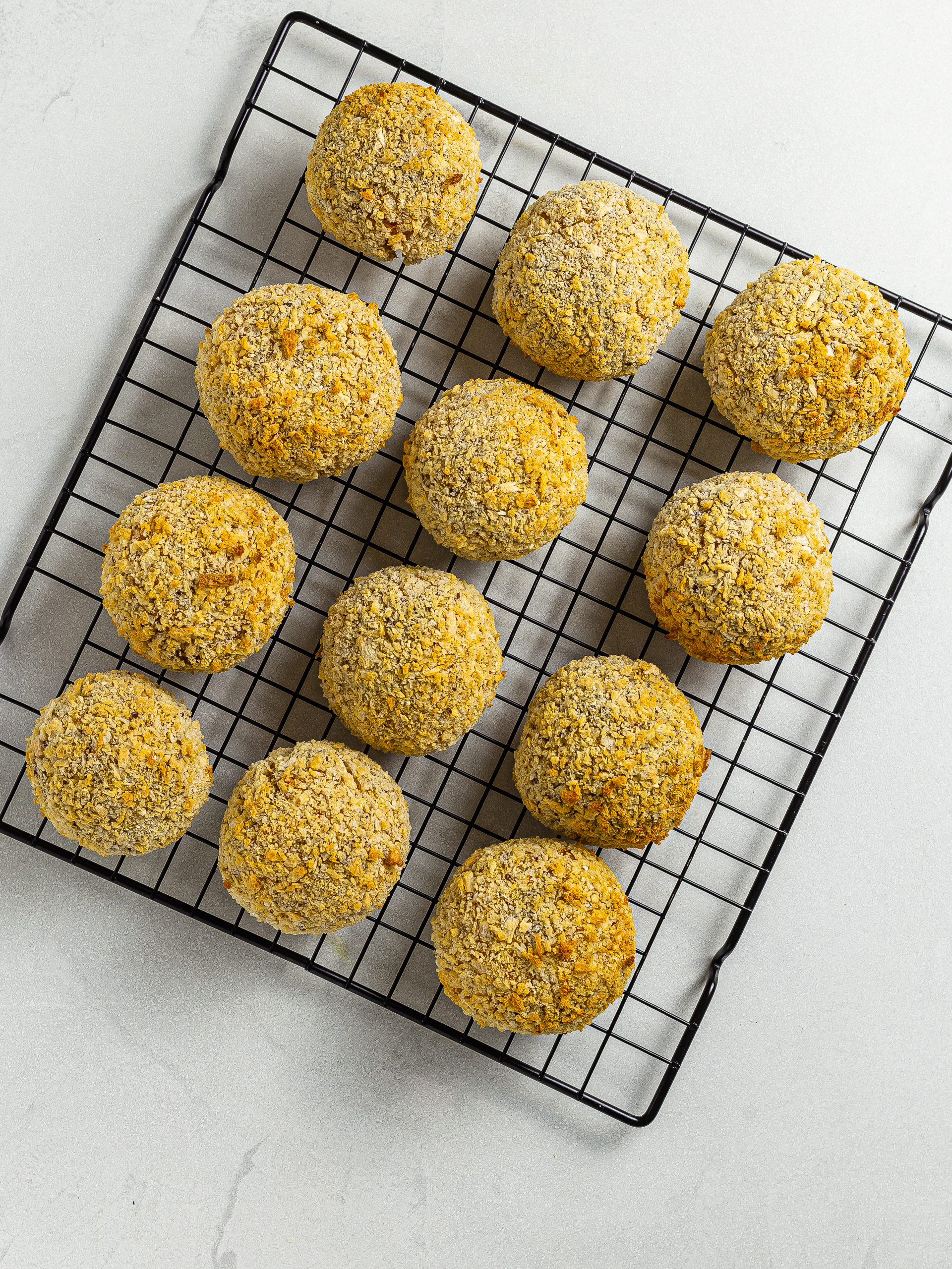 oven-baked lentil bolognese rice balls