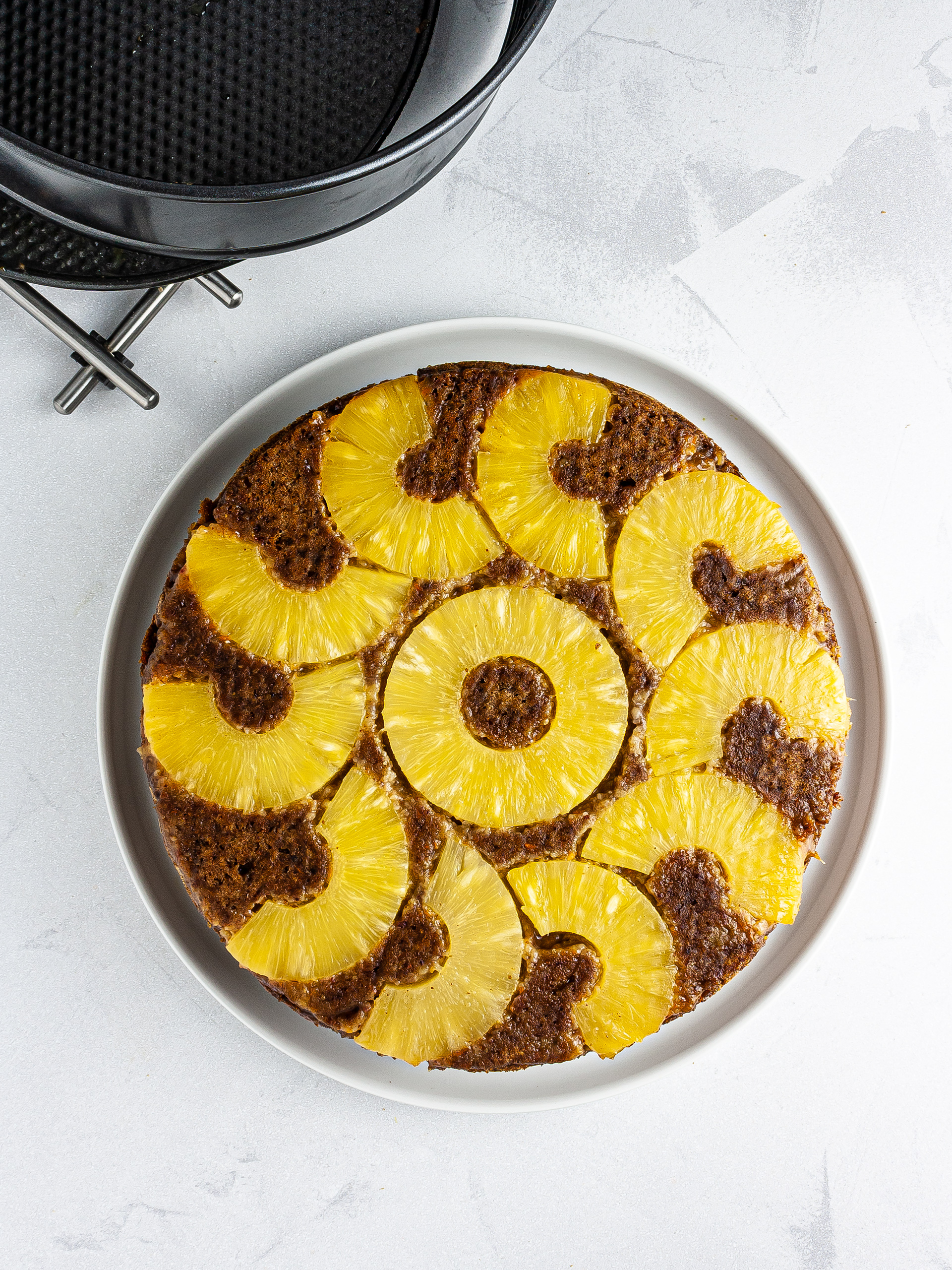 Baked and flipped carrot pineapple cake.