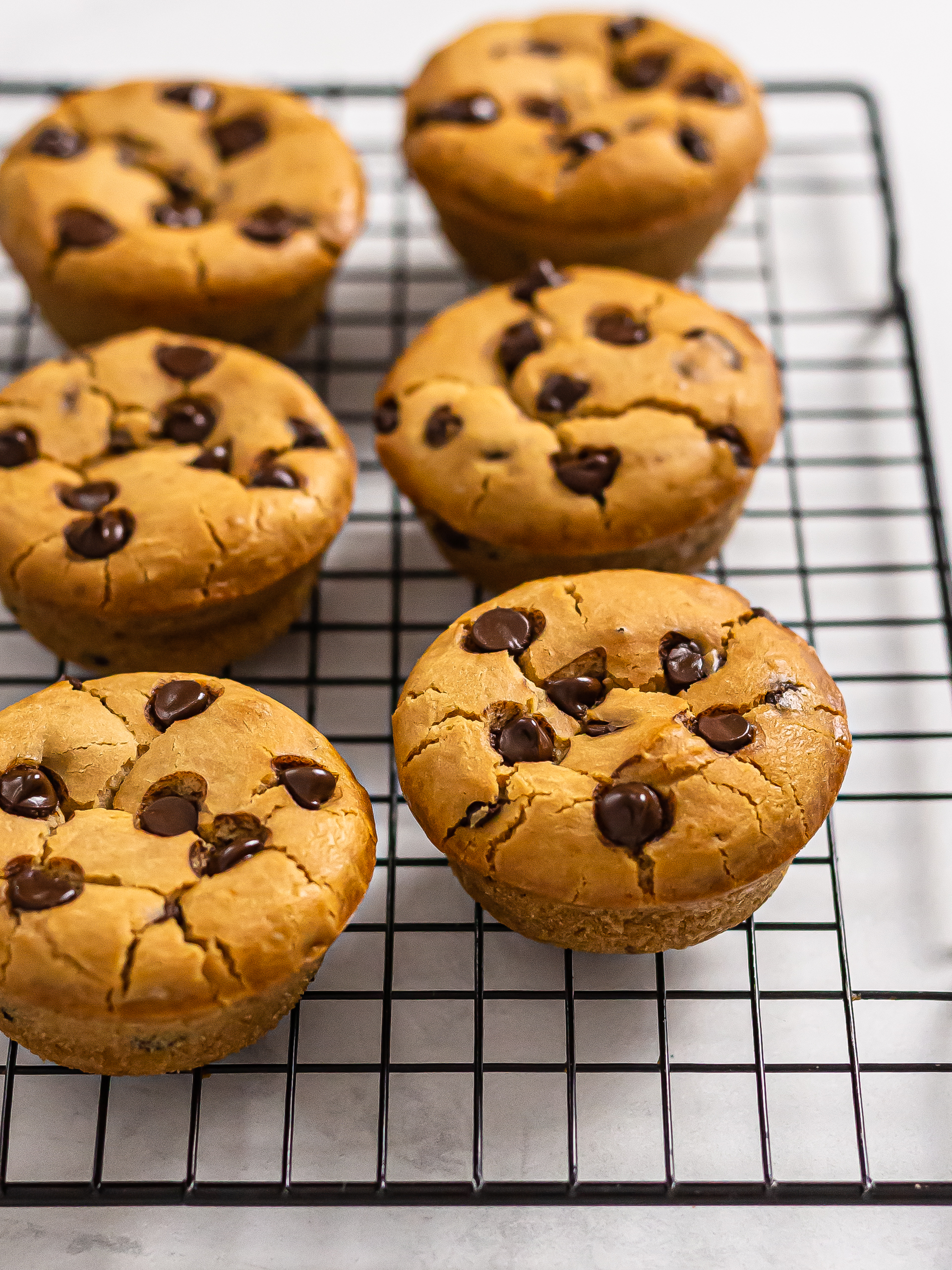 baked chocolate chip mochi muffins
