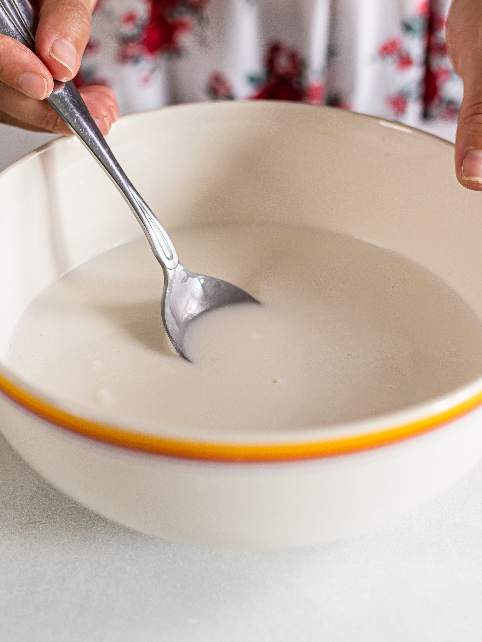 mochi batter ingredients in a bowl